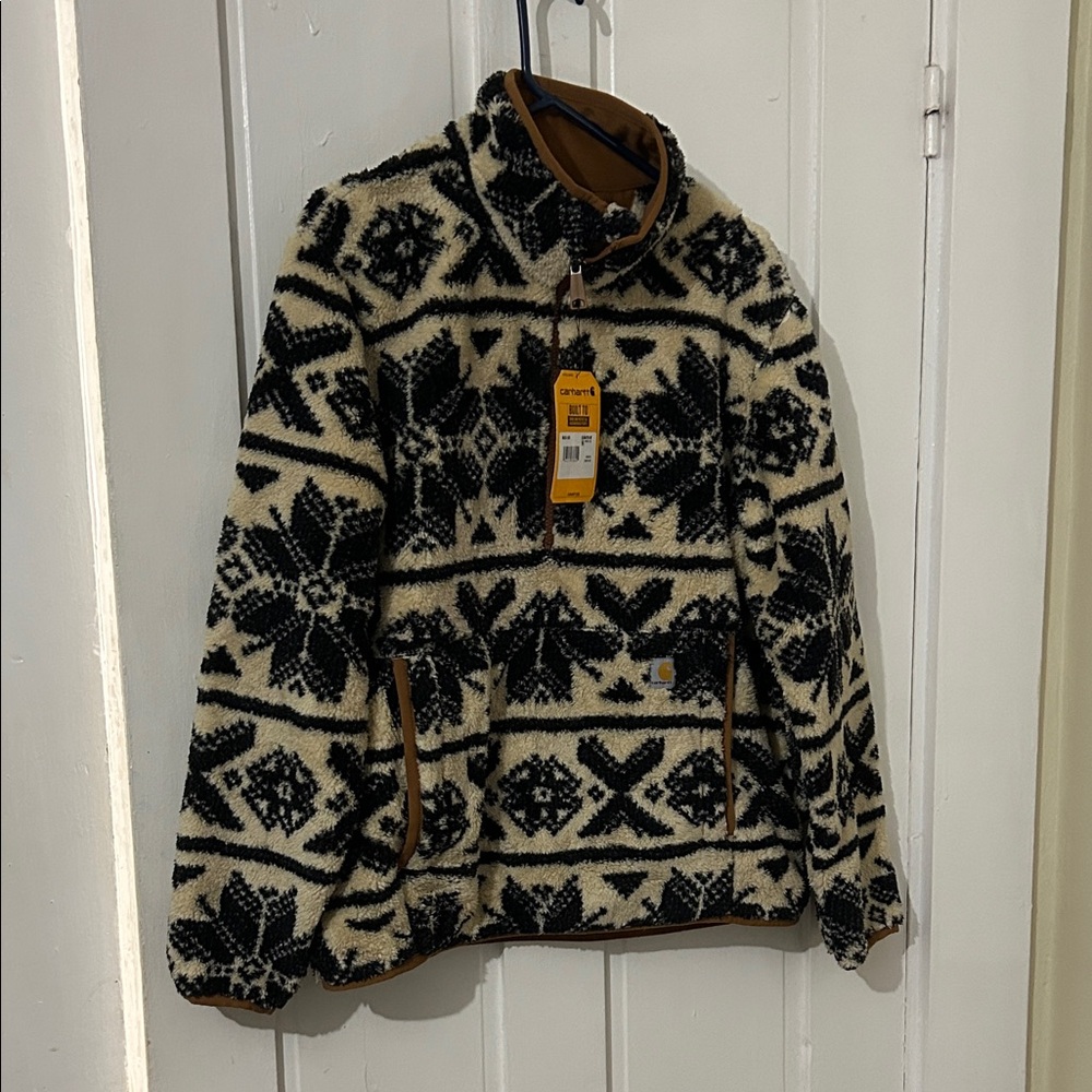 Carhartt Women’s Zip Up Sweater in Black and Cream